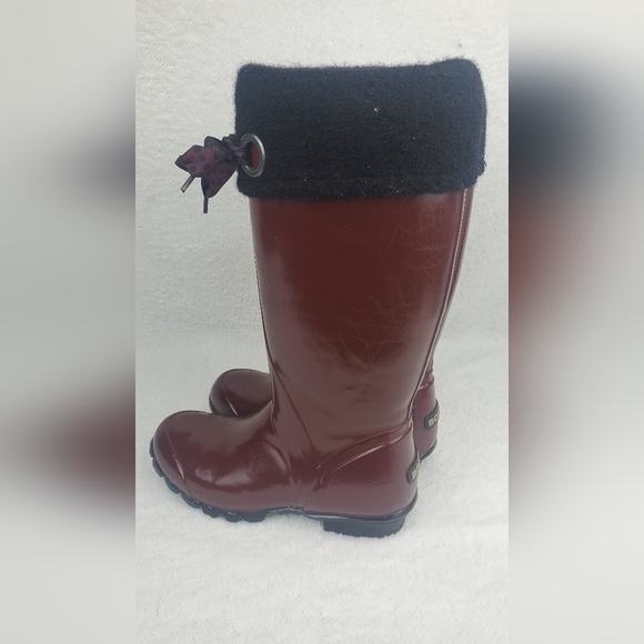 BOGS Alex Solids Lined Rain Boot Women's 6 Ribbon Black Brown Port Red - Picture 3 of 11